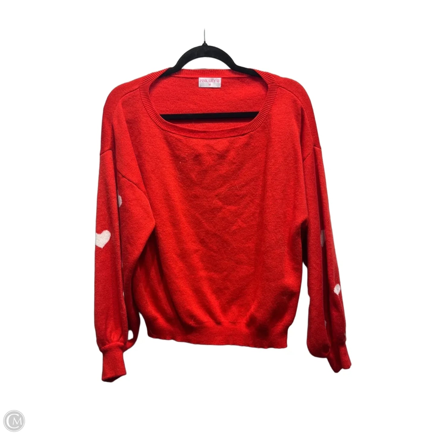 Sweater By Pink Lily In Red & White, Size: M