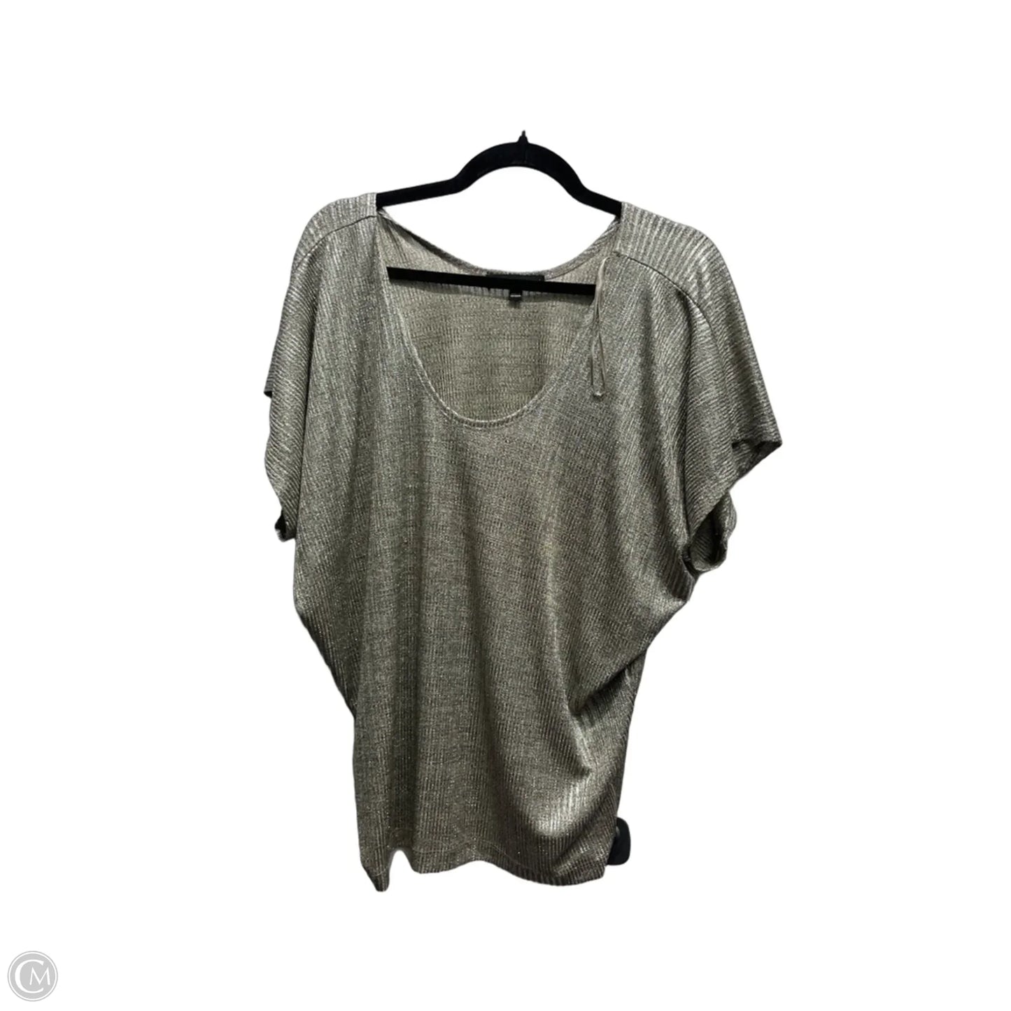 Top Short Sleeve By Kim & Cami In Grey & Silver, Size: L