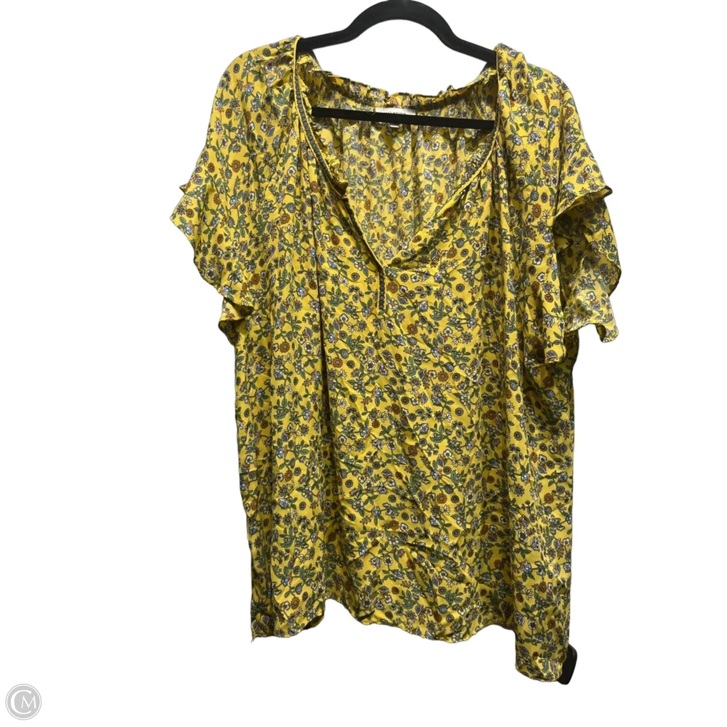 Top Short Sleeve By Max Studio In Orange & Yellow, Size: 2x