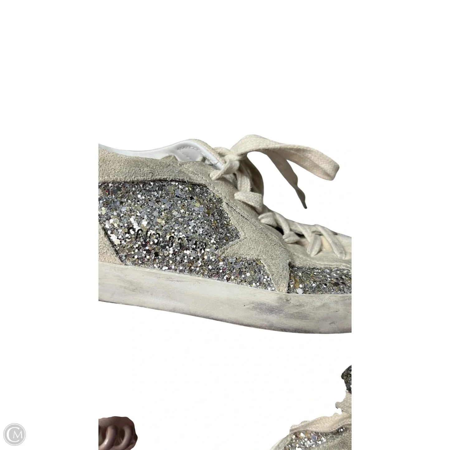 Shoes Luxury Designer By Golden Goose In Black & Silver, Size: 7