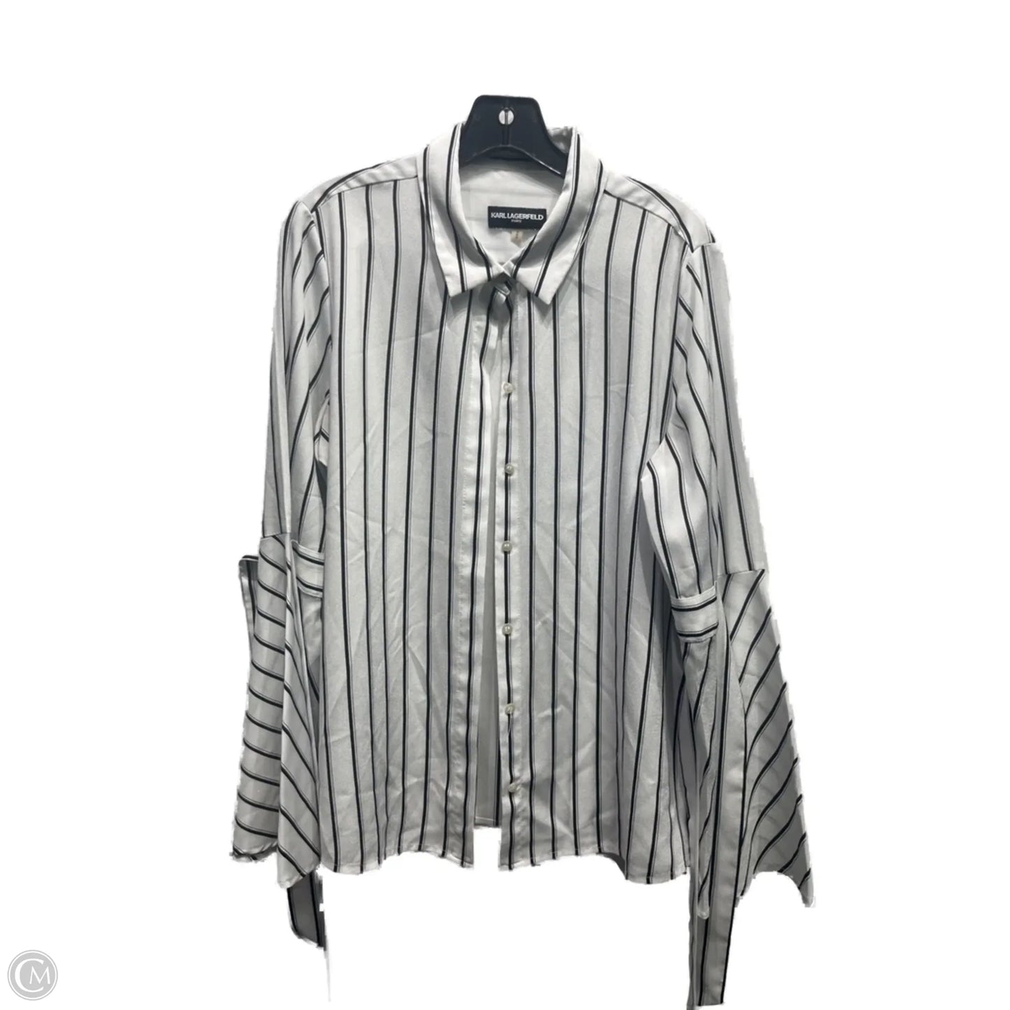 Top Long Sleeve Designer By Karl Lagerfeld In Black & White, Size: M