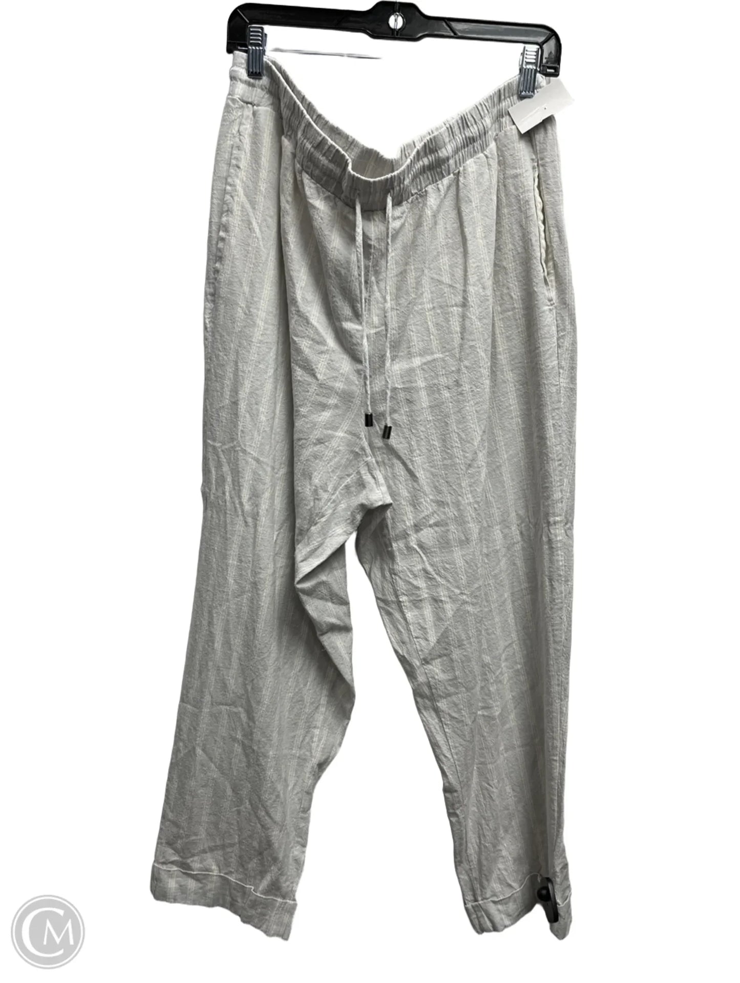 Pants Linen By Cable And Gauge In Cream & Grey, Size: Xl