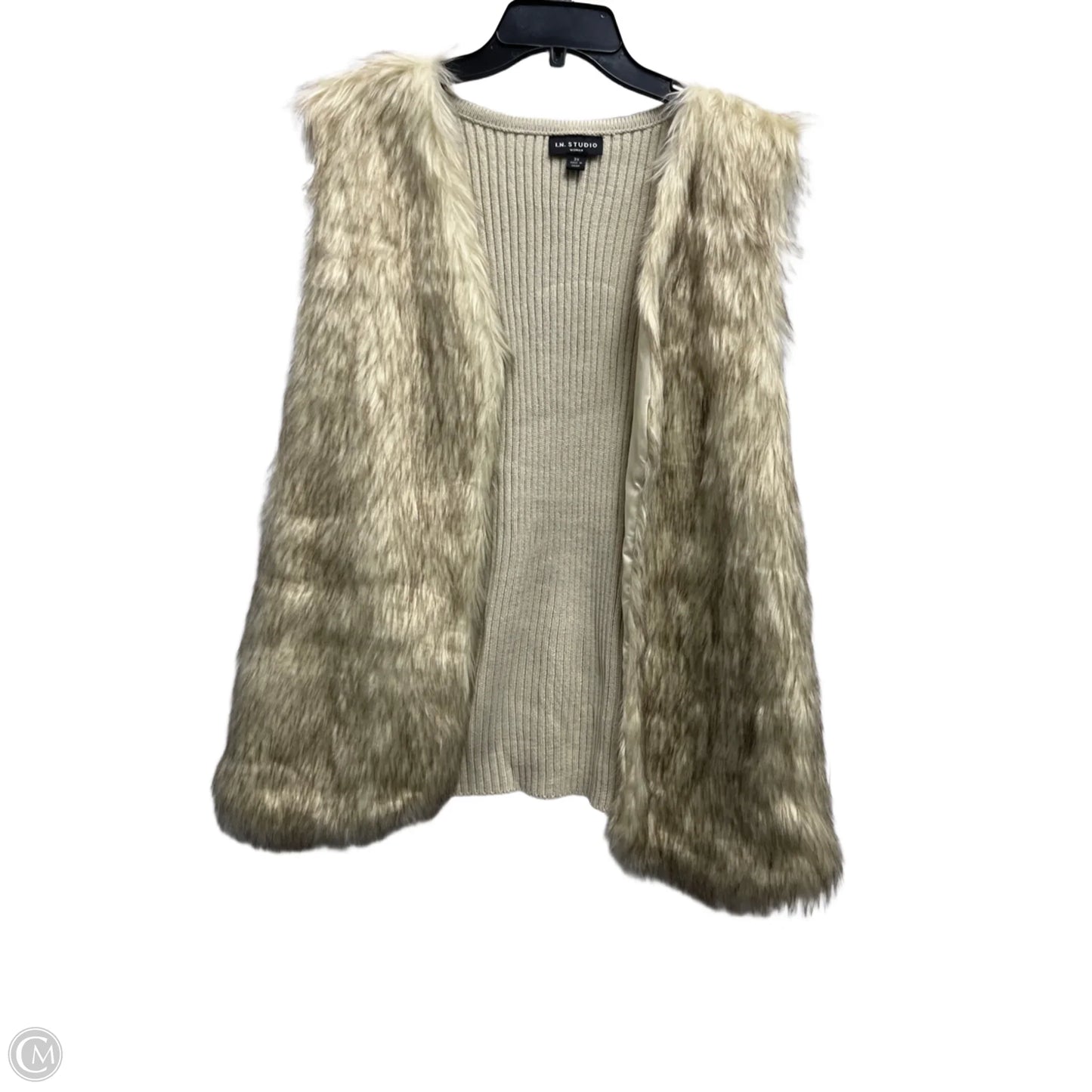 Vest Faux Fur & Sherpa By In Studio In Cream, Size: 3x