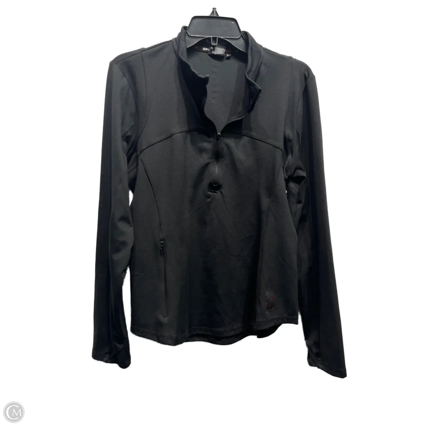 Athletic Top Long Sleeve Collar By Spyder In Black, Size: L