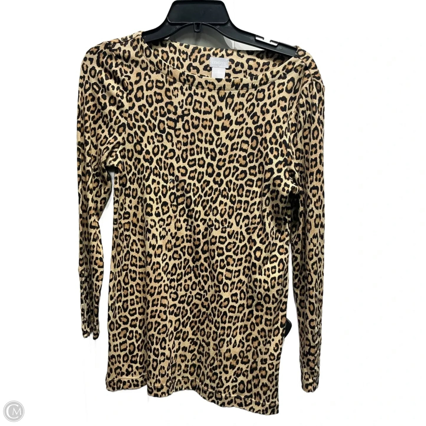 Top Long Sleeve By Chicos In Black & Tan, Size: S