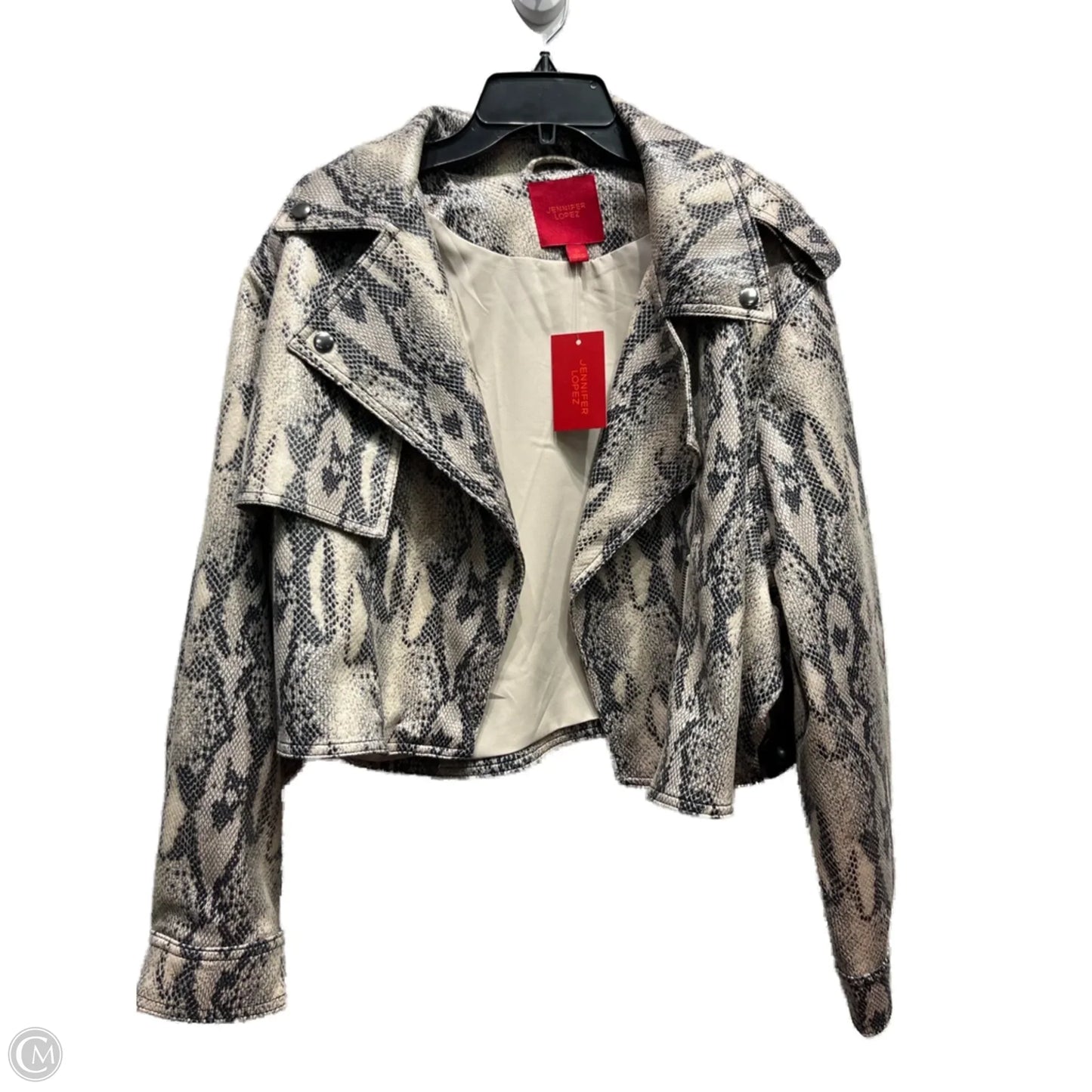 Jacket Moto By Jennifer Lopez In Black & Cream, Size: Xl