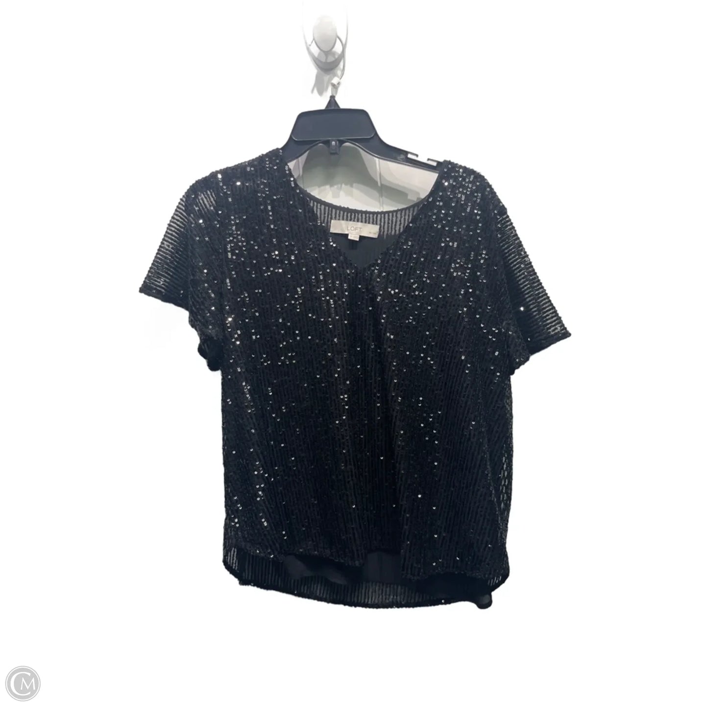 Top Short Sleeve By Loft In Black, Size: Lp