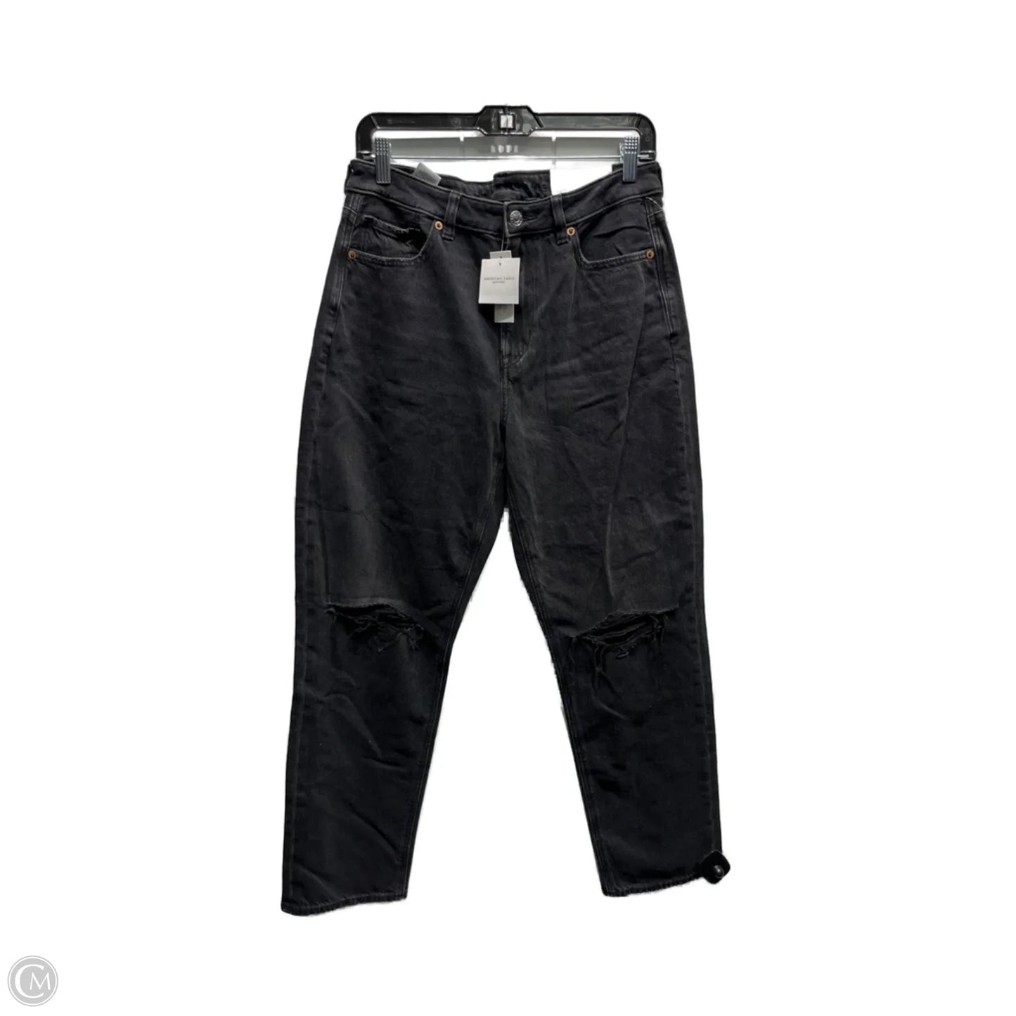 Jeans Straight By American Eagle In Black Denim, Size: 10