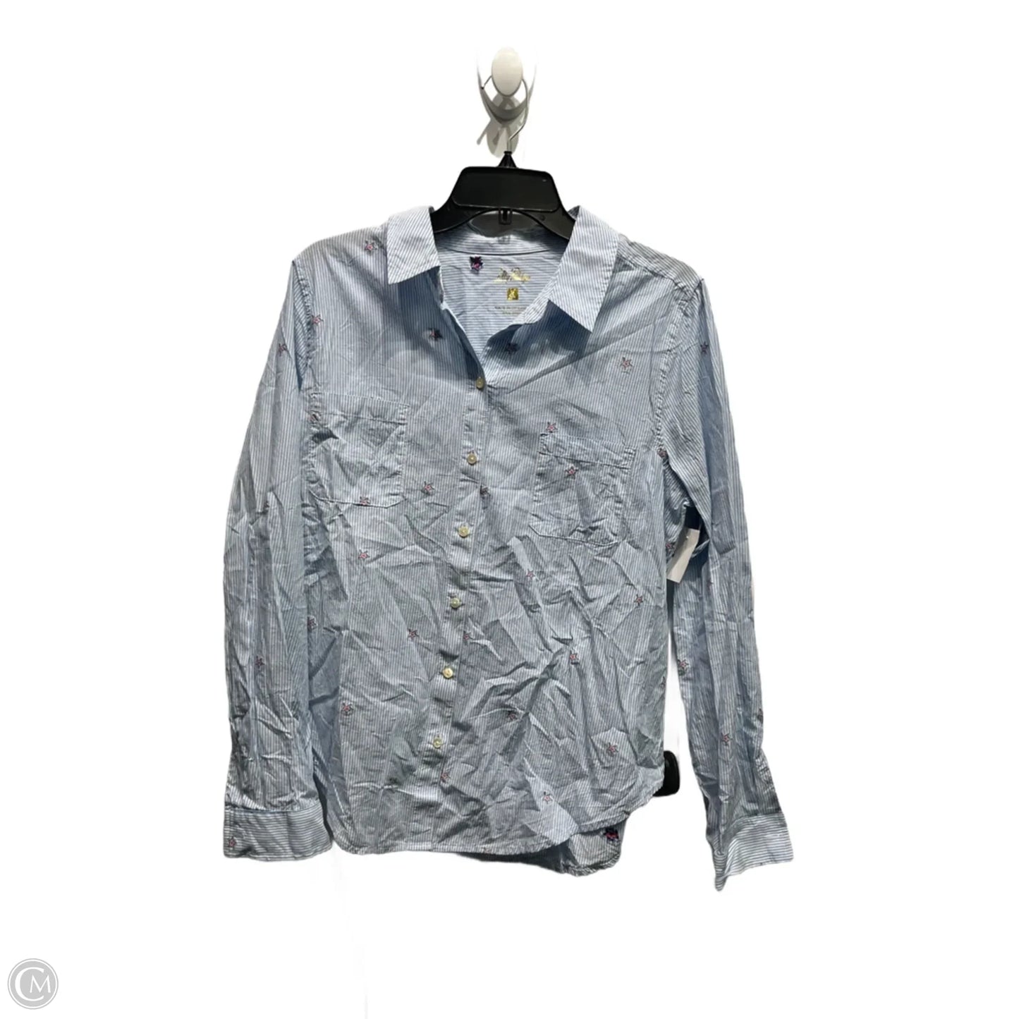 Top Long Sleeve Designer By Lilly Pulitzer In Blue & White, Size: L