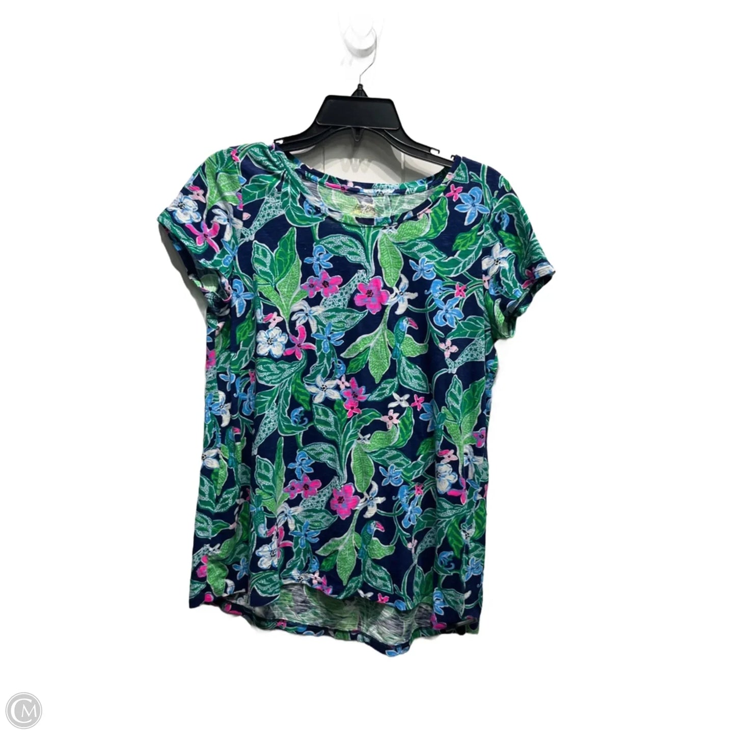Top Short Sleeve Designer By Lilly Pulitzer In Blue & Green, Size: S