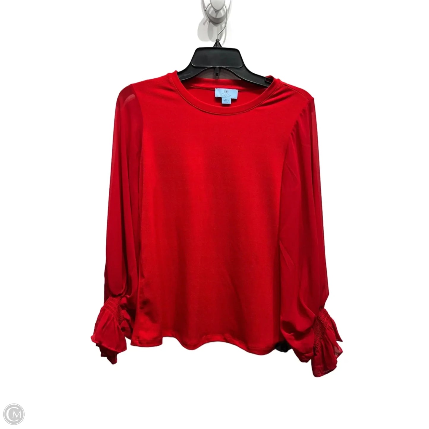 Blouse Long Sleeve By Cece In Red, Size: Xs