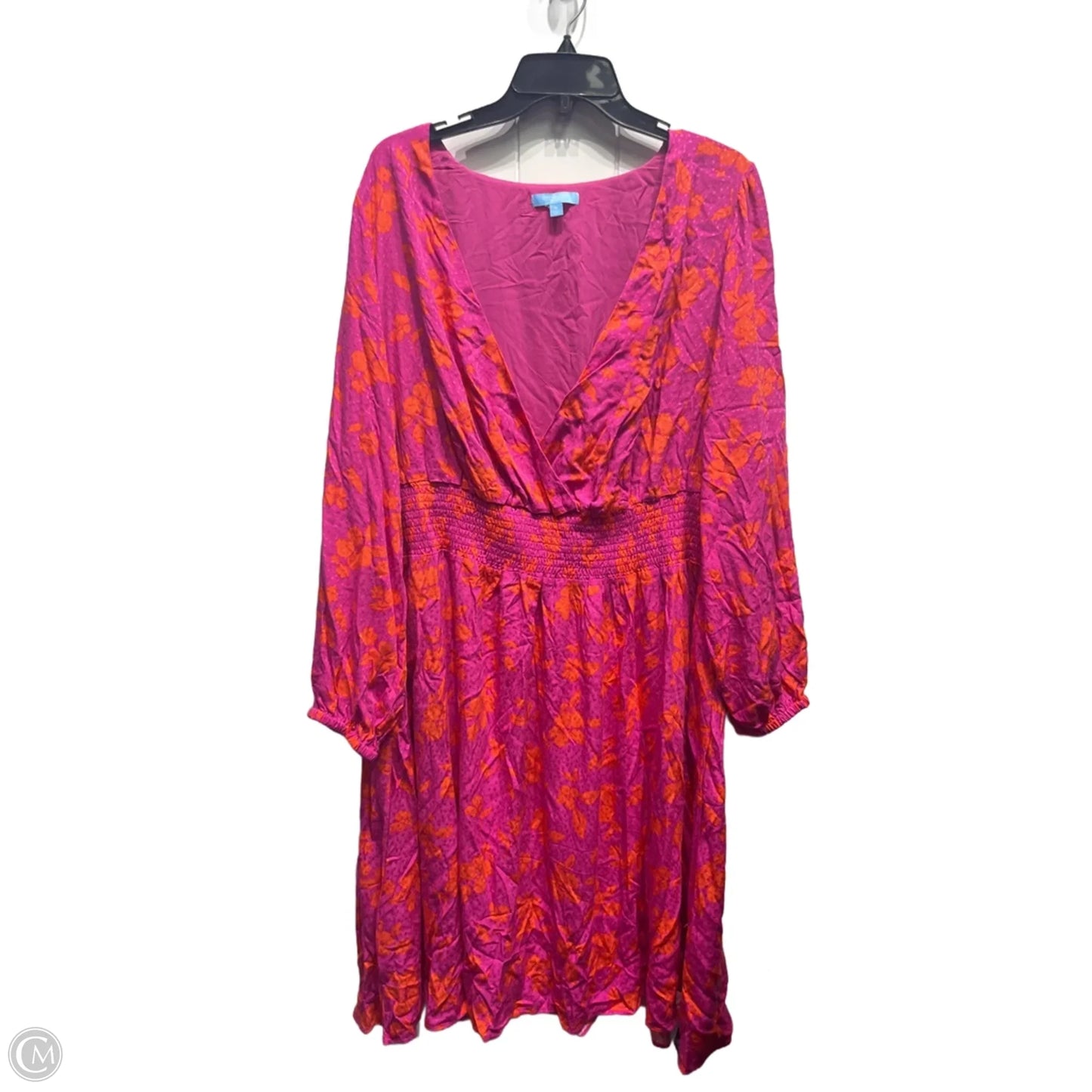 Dress Casual Midi By Draper James In Orange & Purple, Size: 1x