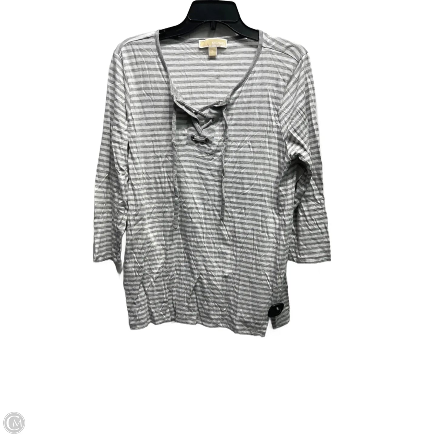 Top Long Sleeve By Michael By Michael Kors In Grey & White, Size: Xl