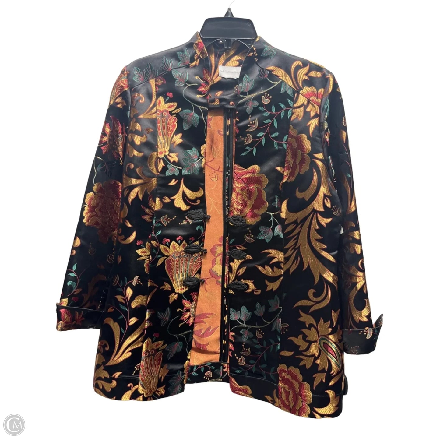 Blazer By Soft Surroundings In Black & Gold, Size: L