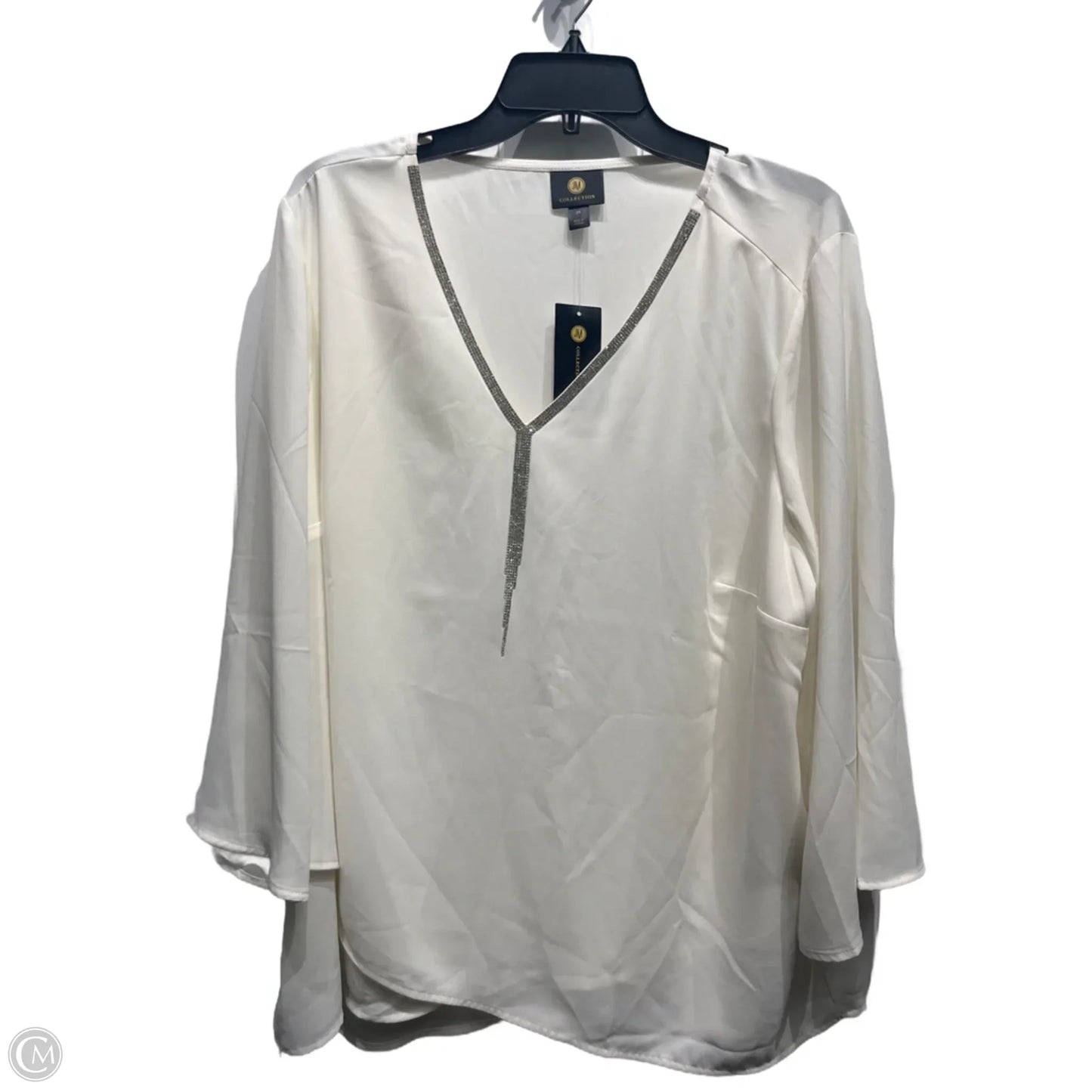 Blouse Long Sleeve By Jm Collections In White, Size: 2x