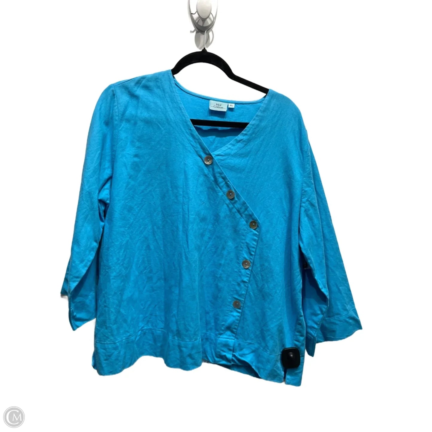 Top Long Sleeve By Hot Cotton In Blue, Size: Xl