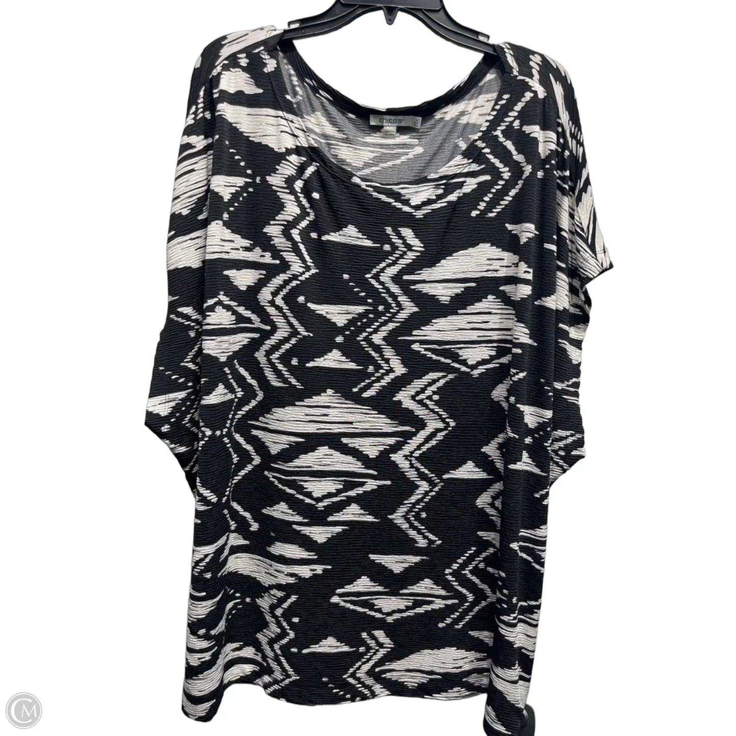Top Short Sleeve By Chicos In Black & White, Size: Xxl
