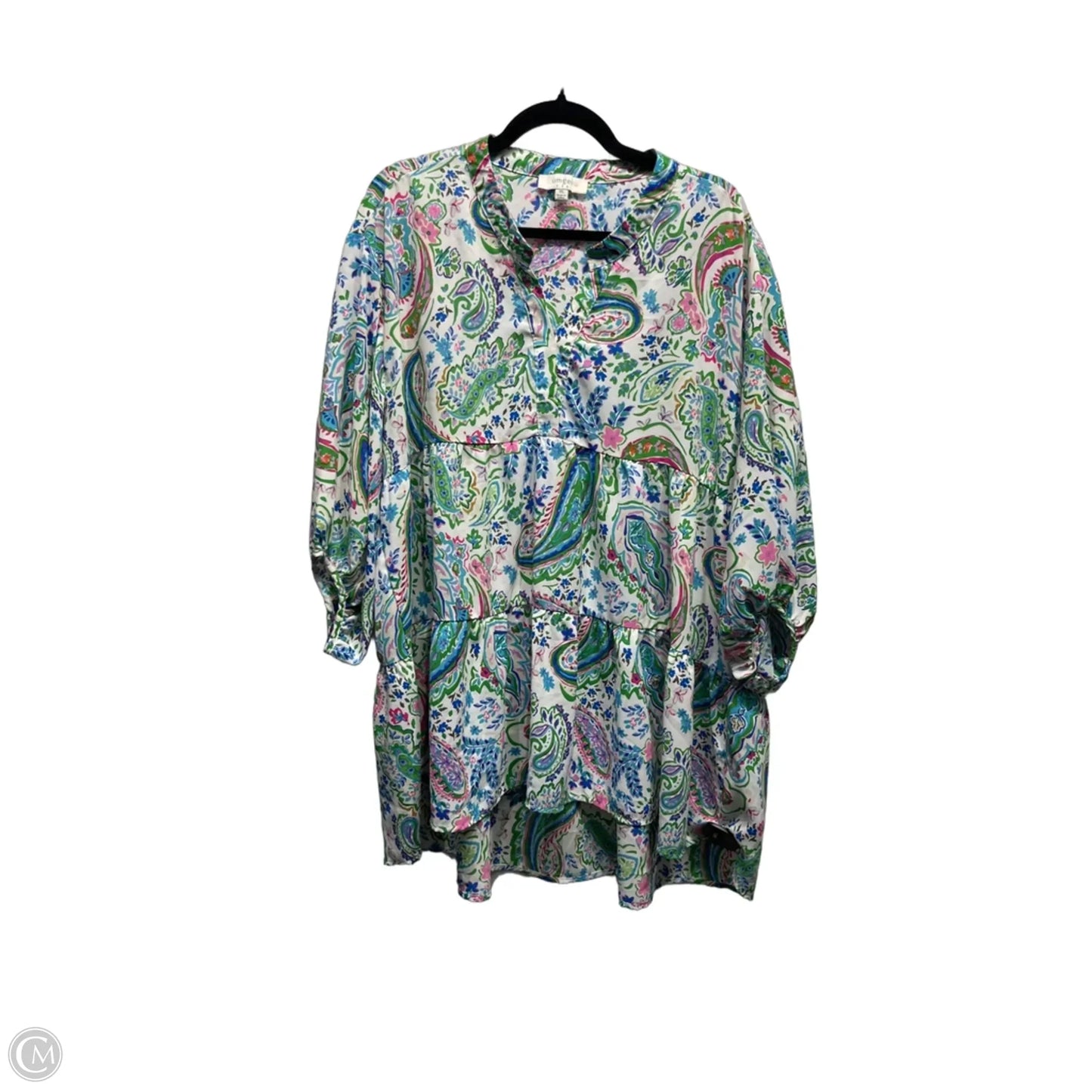 Dress Casual Short By Umgee In Green & Pink, Size: 1x