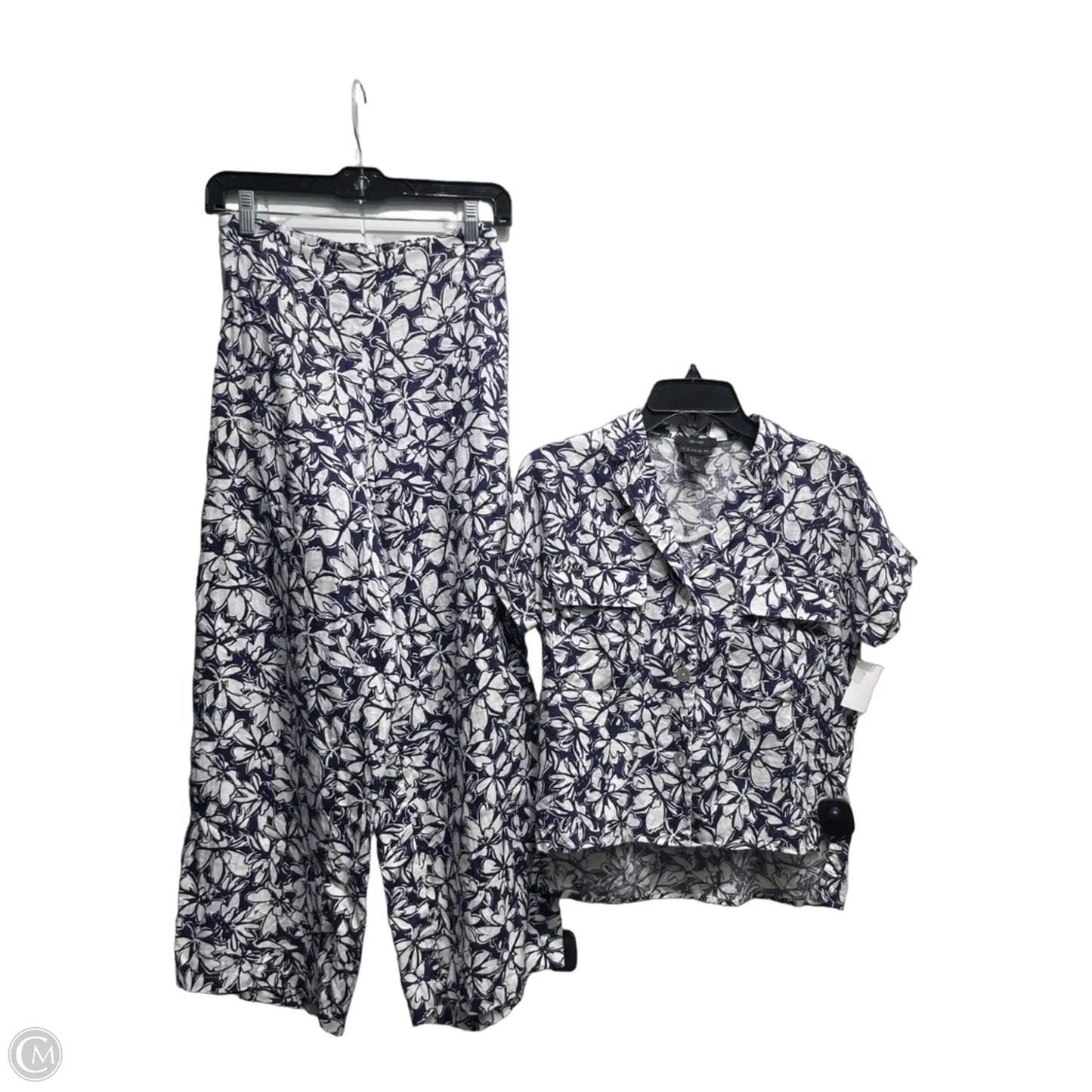 Pants Set 2pc By Tahari In Blue & White, Size: Xs