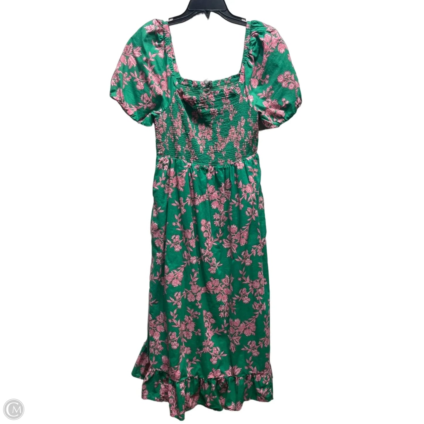 Dress Casual Midi By J. Crew In Green & Pink, Size: M