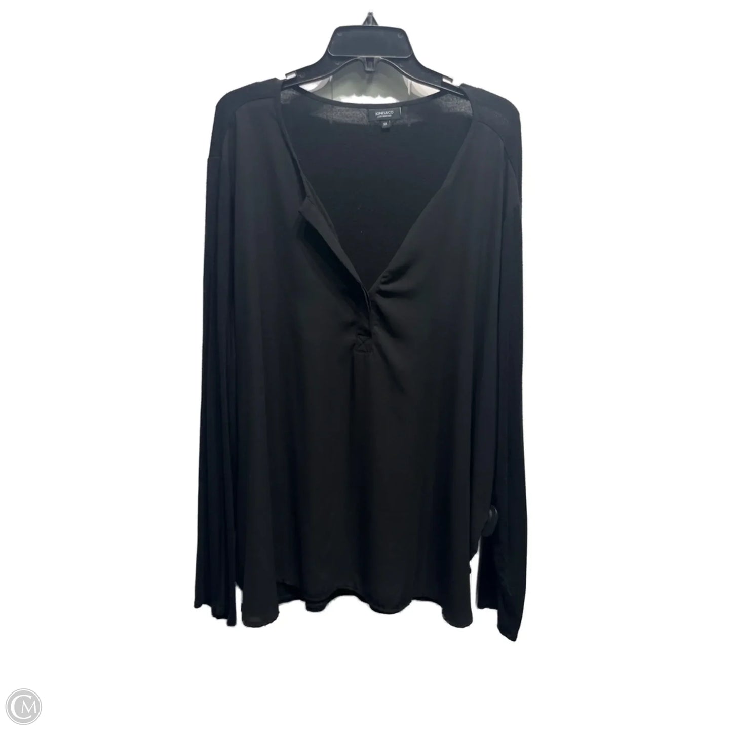 Top Long Sleeve By Jones And Co In Black, Size: 3x