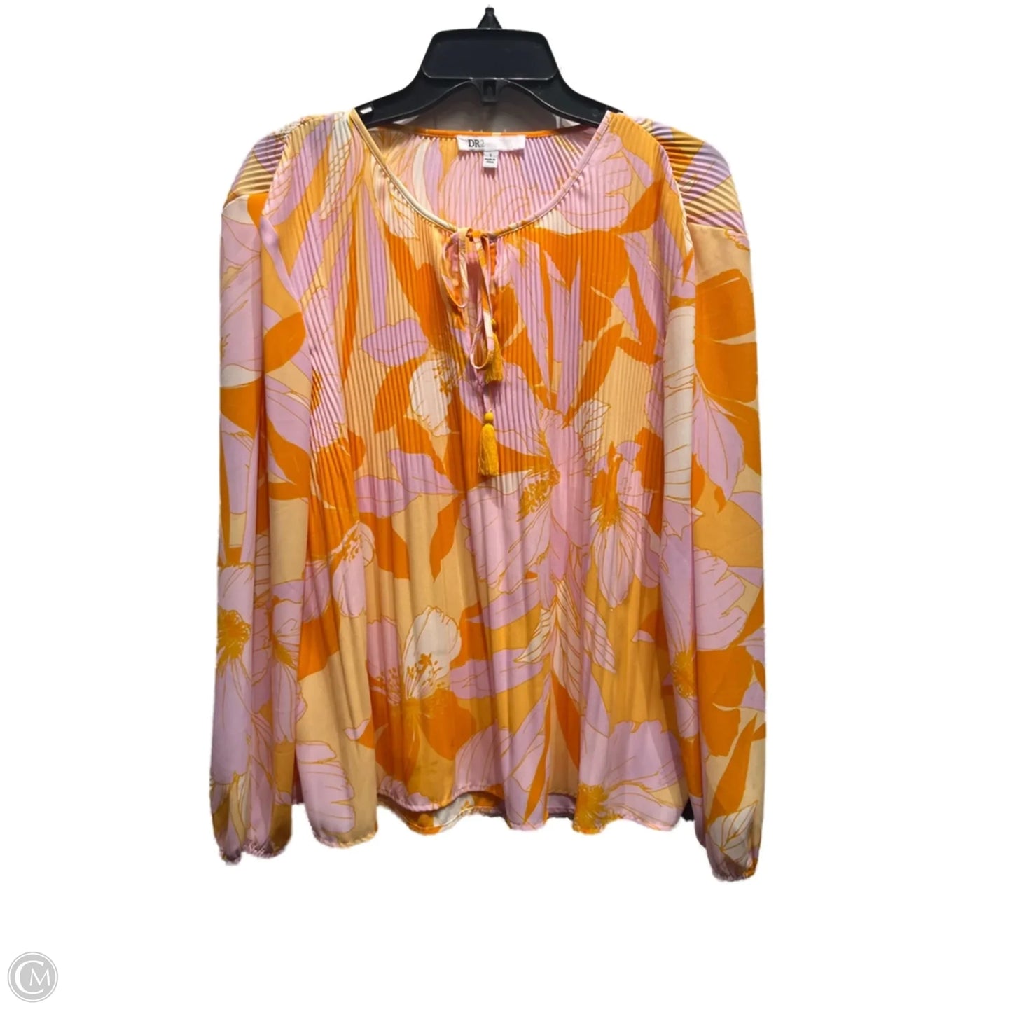 Top Long Sleeve By Dr2 In Orange & Pink, Size: S