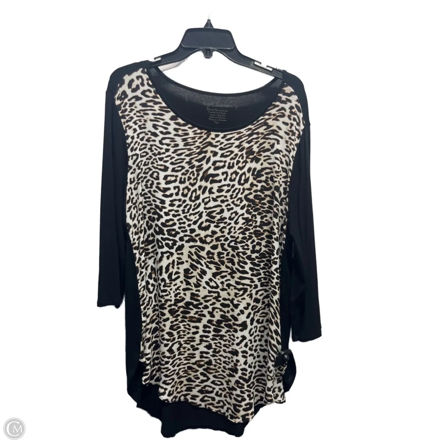 Top 3/4 Sleeve By Chicos In Black & Cream, Size: Xl