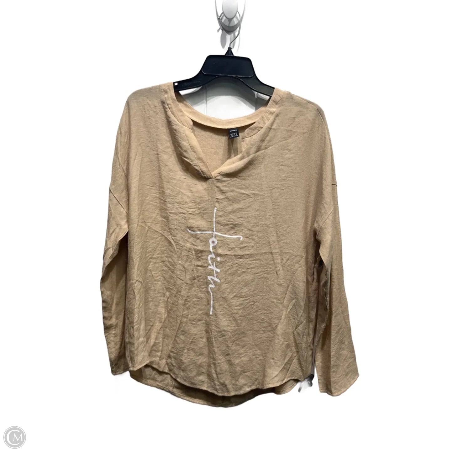 Top Long Sleeve By Shein In Tan, Size: M