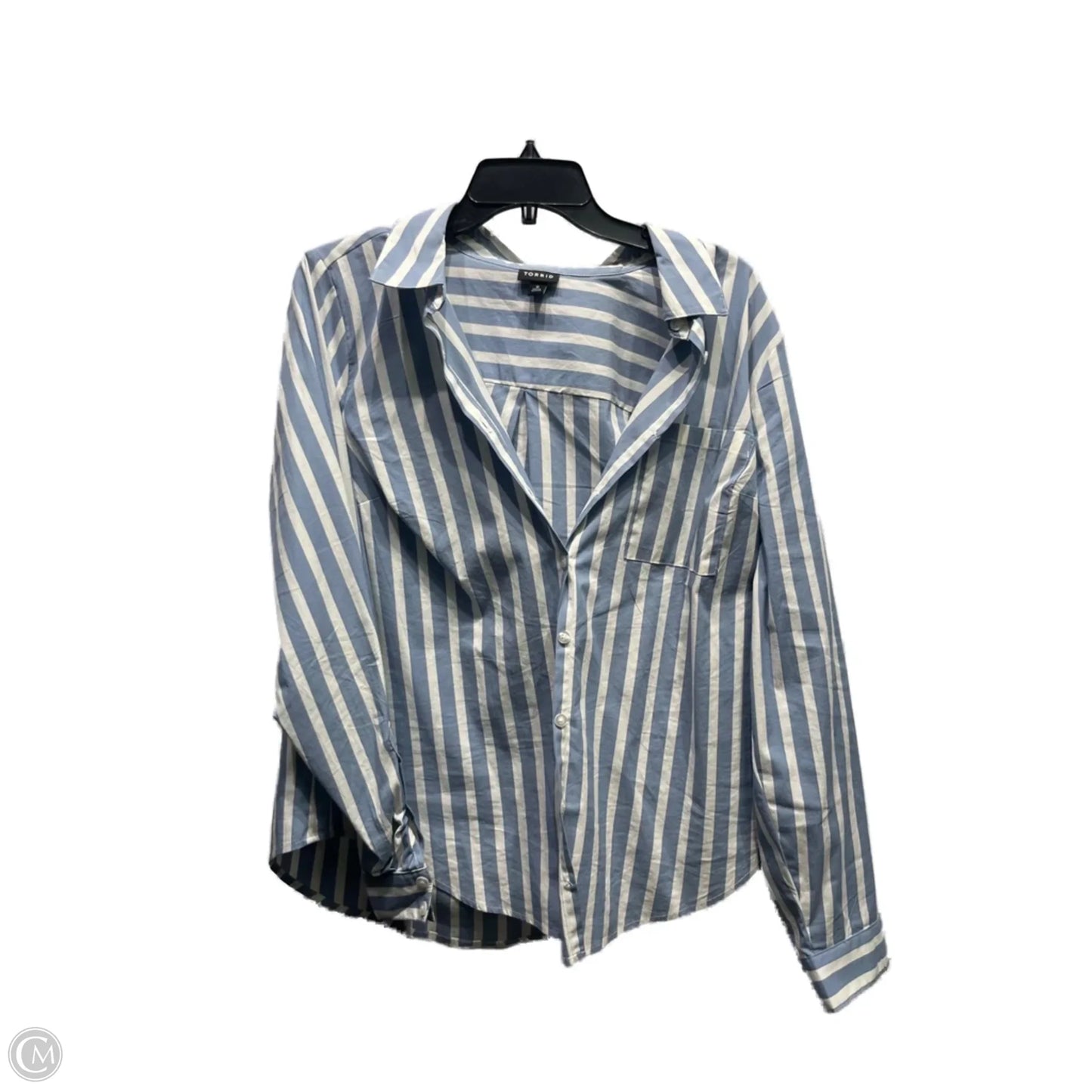 Top Long Sleeve By Torrid In Blue & White, Size: Xl