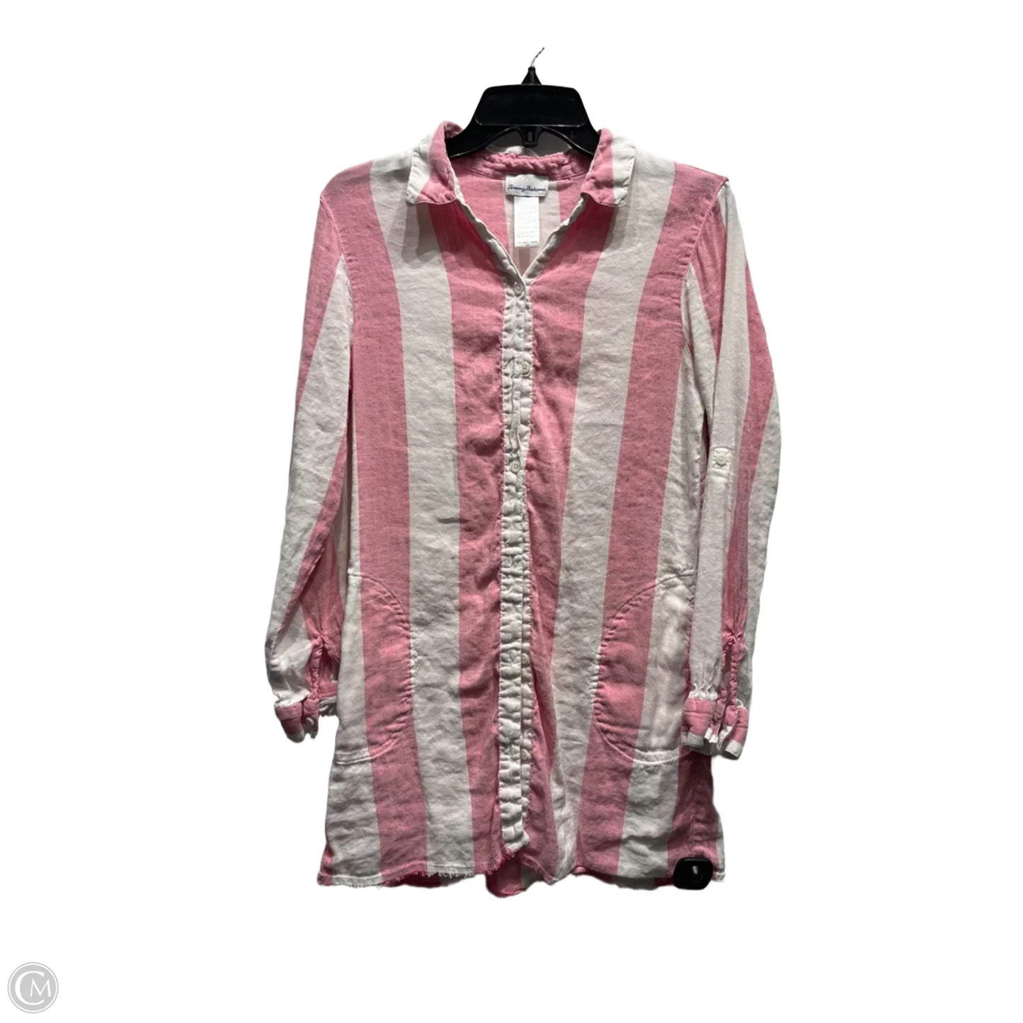 Tunic Long Sleeve By Tommy Bahama In Pink & White, Size: S