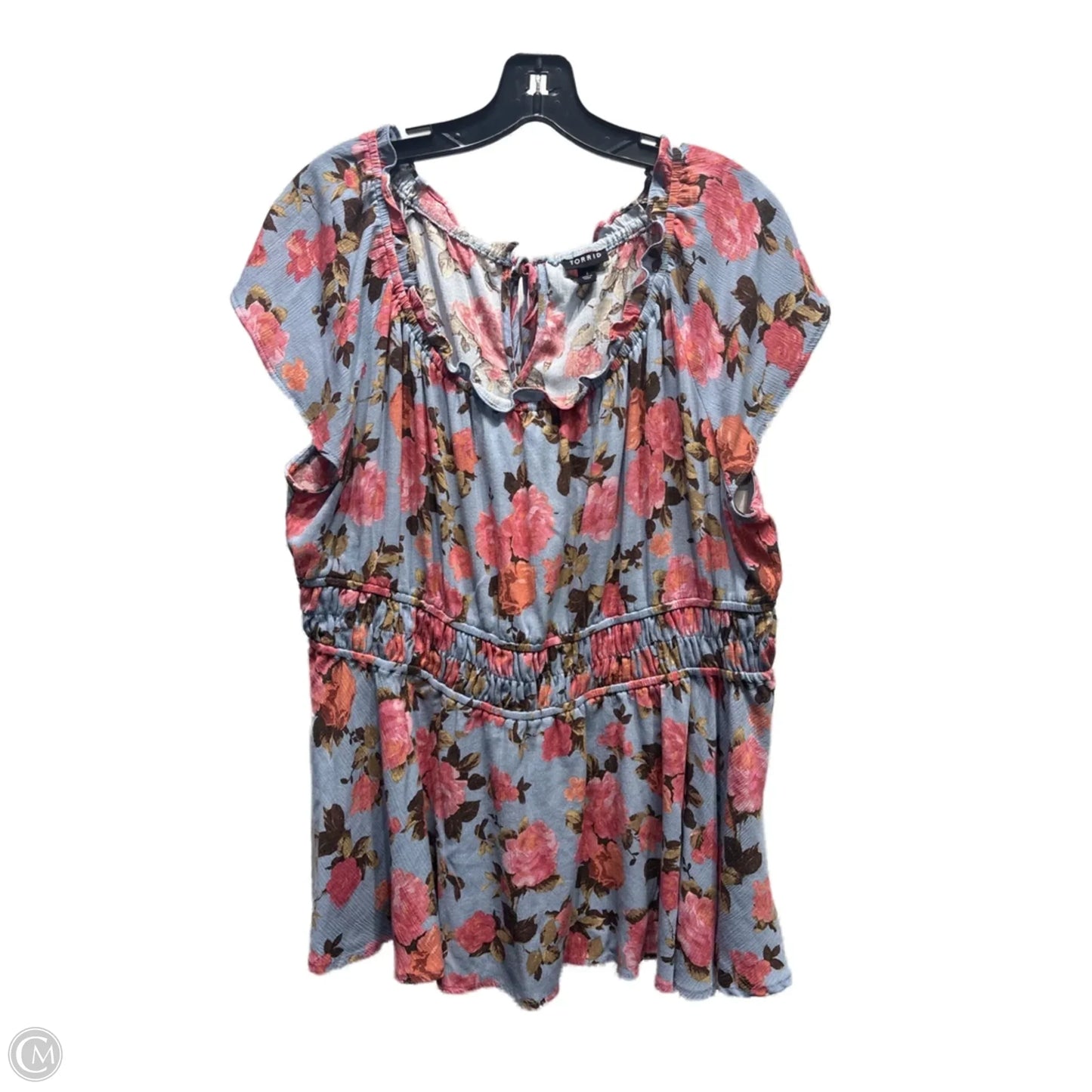 Top Short Sleeve By Torrid In Blue & Pink, Size: 1x