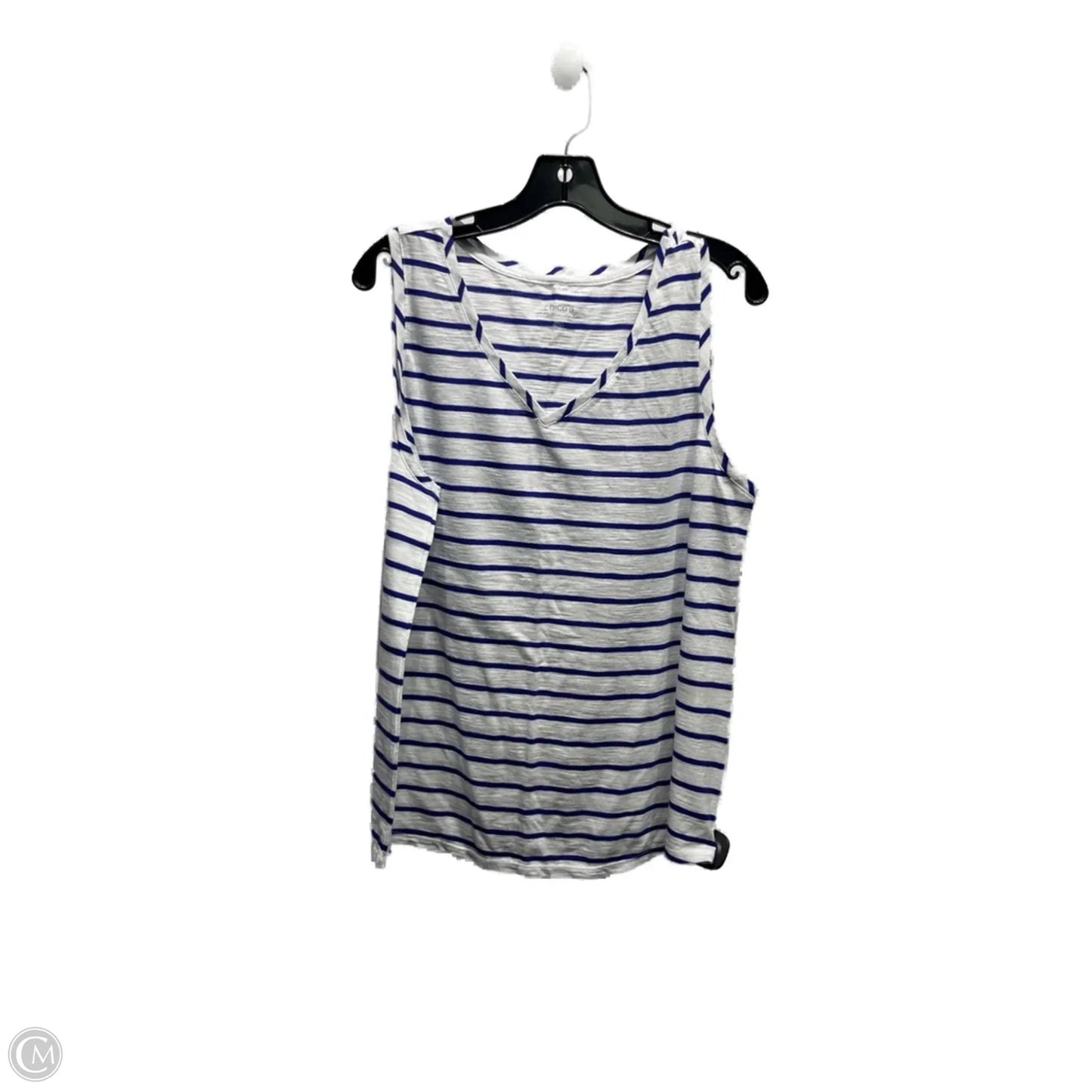 Top Sleeveless By Chicos In Blue & White, Size: Xl