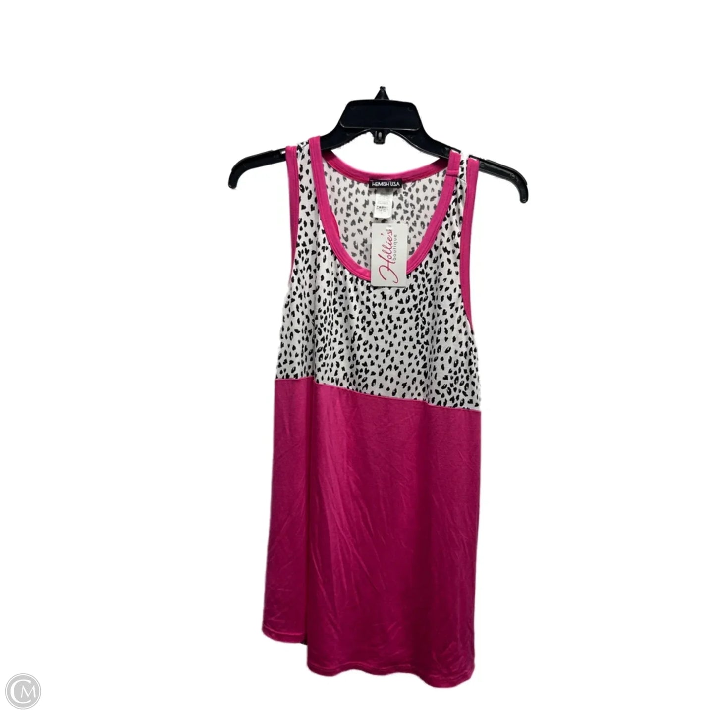 Top Sleeveless By hemish In Pink & White, Size: L