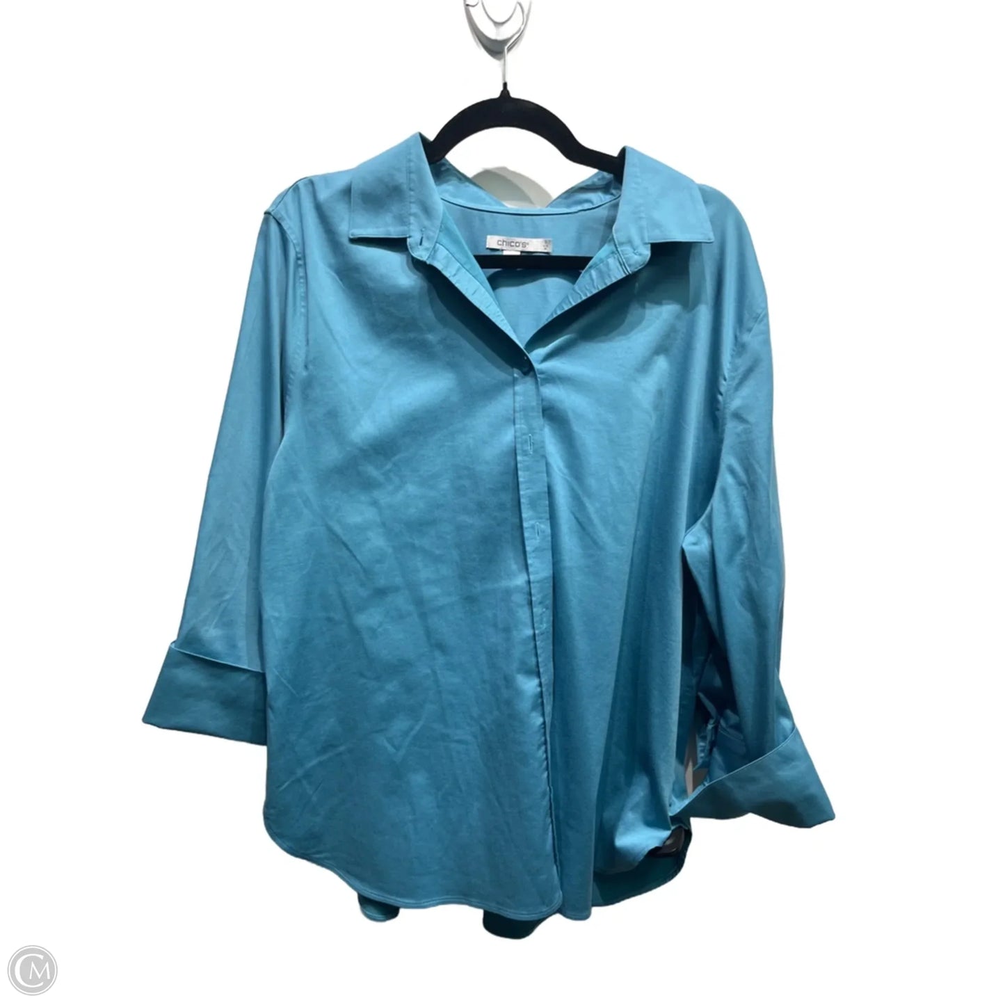 Top 3/4 Sleeve By Chicos In Blue, Size: 16