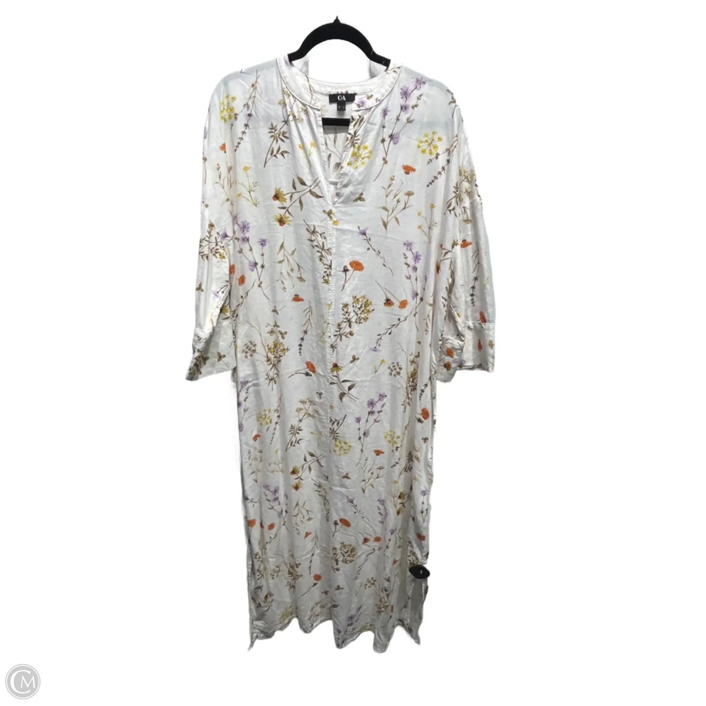 Dress Casual Maxi By c& a In Cream & Orange, Size: 1x