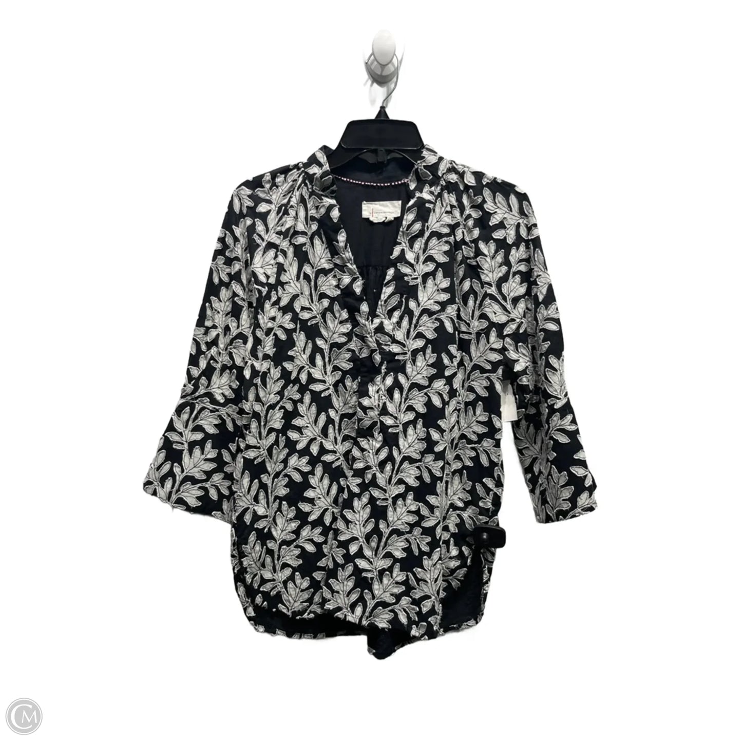 Top 3/4 Sleeve By Anthropologie In Black & White, Size: S