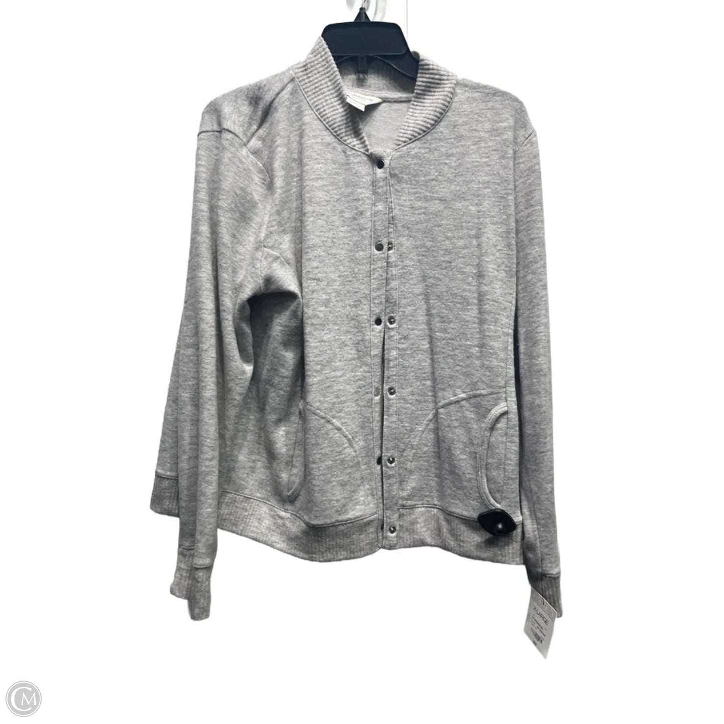 Sweater Cardigan By Liz Claiborne In Grey, Size: Xl