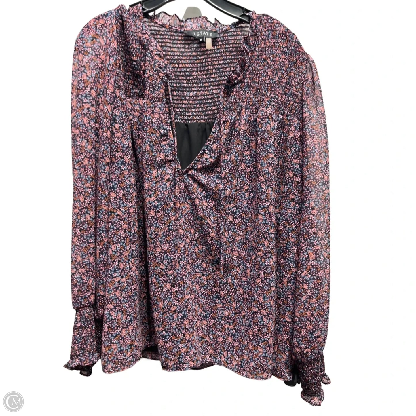 Top Long Sleeve By 1.state In Black & Pink, Size: Xl