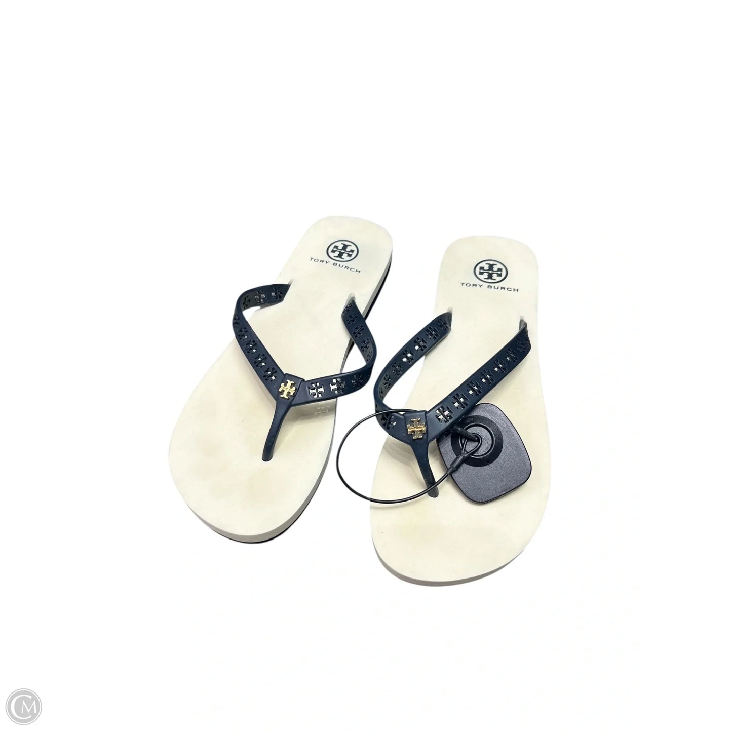 Sandals Designer By Tory Burch In Blue & Cream, Size: 7