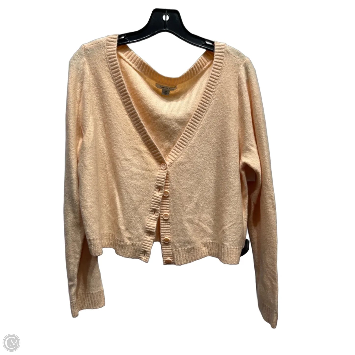 Sweater Cardigan By American Eagle In Peach, Size: L