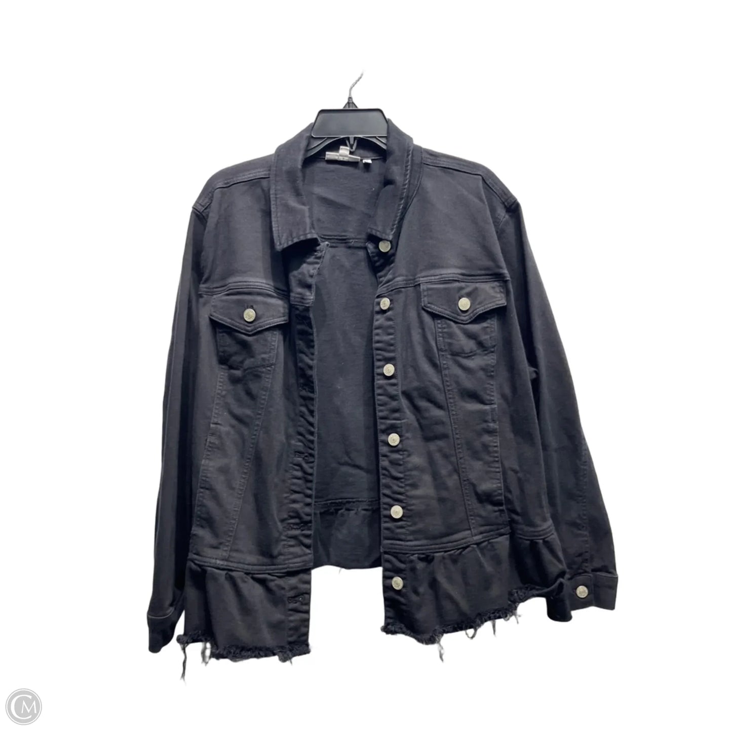 Jacket Denim By Chicos In Black Denim, Size: Xxl