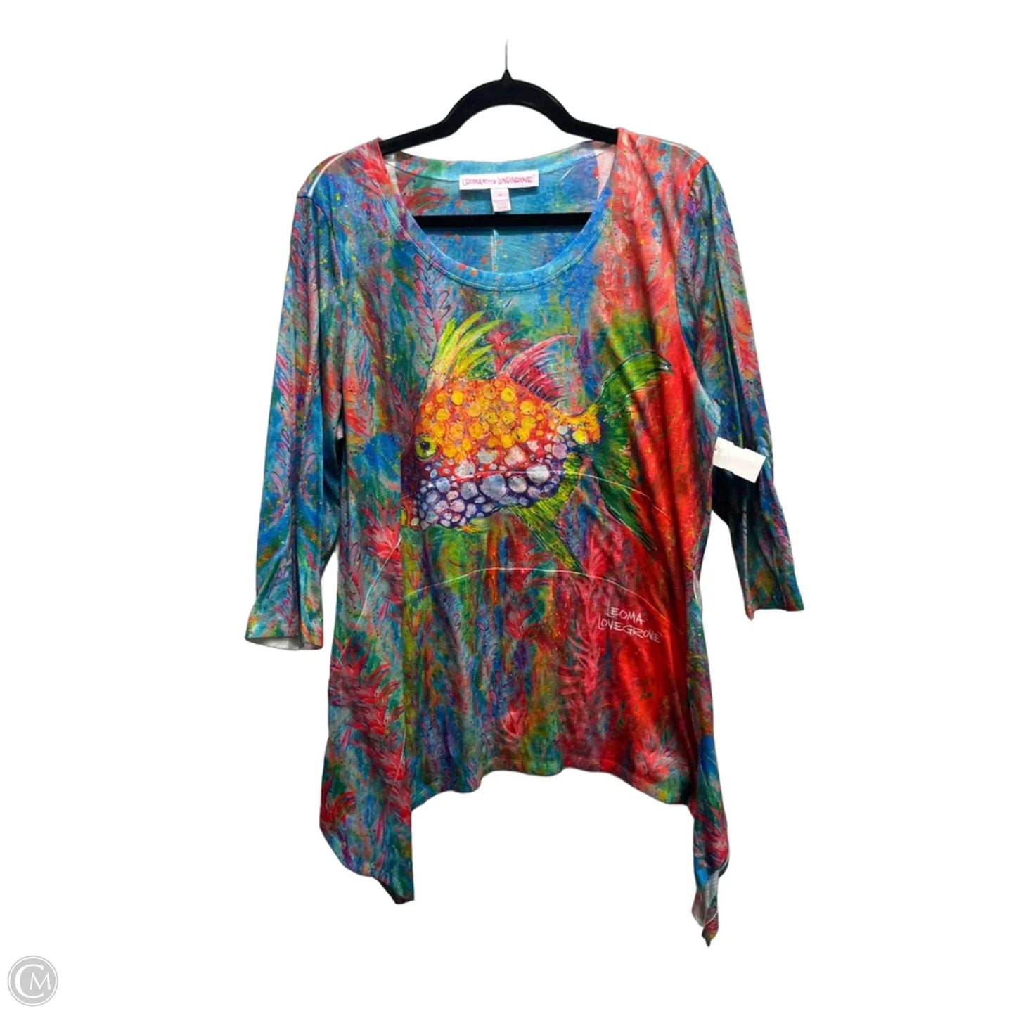 Top Long Sleeve By Leoma Lovegrove In Blue & Green, Size: Xxl