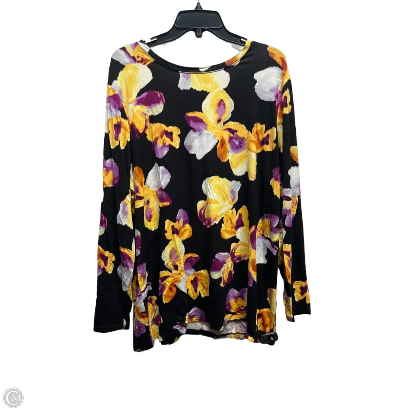 Top Long Sleeve By Chicos In Purple & Yellow, Size: Xxl