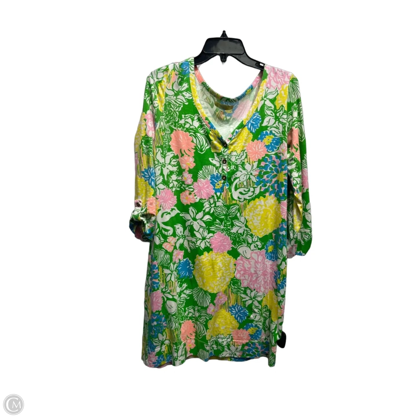 Dress Designer By Lilly Pulitzer In Green & Yellow, Size: L