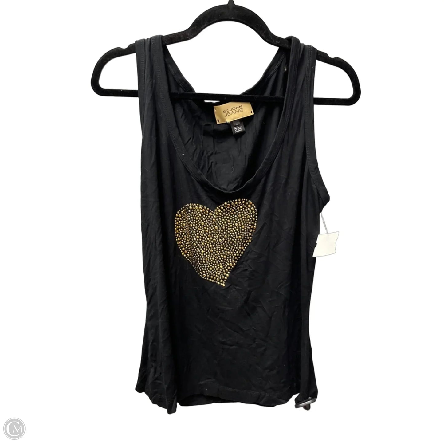 Top Sleeveless Luxury Designer By St John Collection In Black & Gold, Size: L