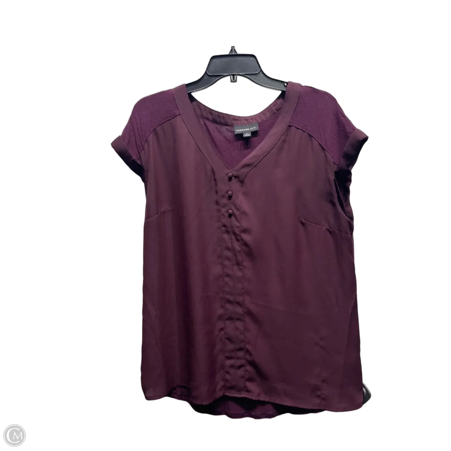 Top Short Sleeve By Fortune & Ivy In Maroon, Size: L