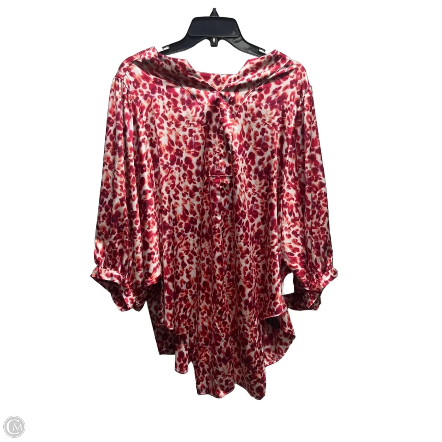 Top Short Sleeve By Chicos In Red & White, Size: 16