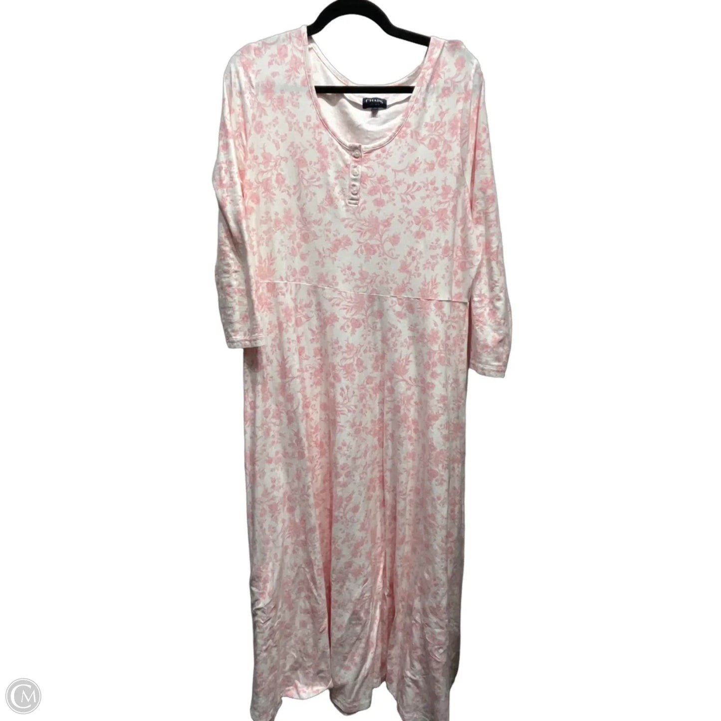 Dress Casual Maxi By Chaps In Pink & White, Size: Xxl