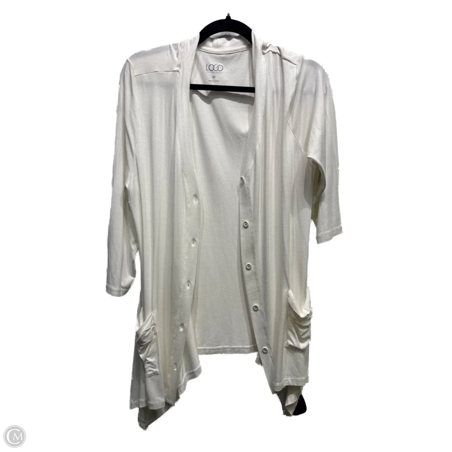 Cardigan By Logo In White, Size: M