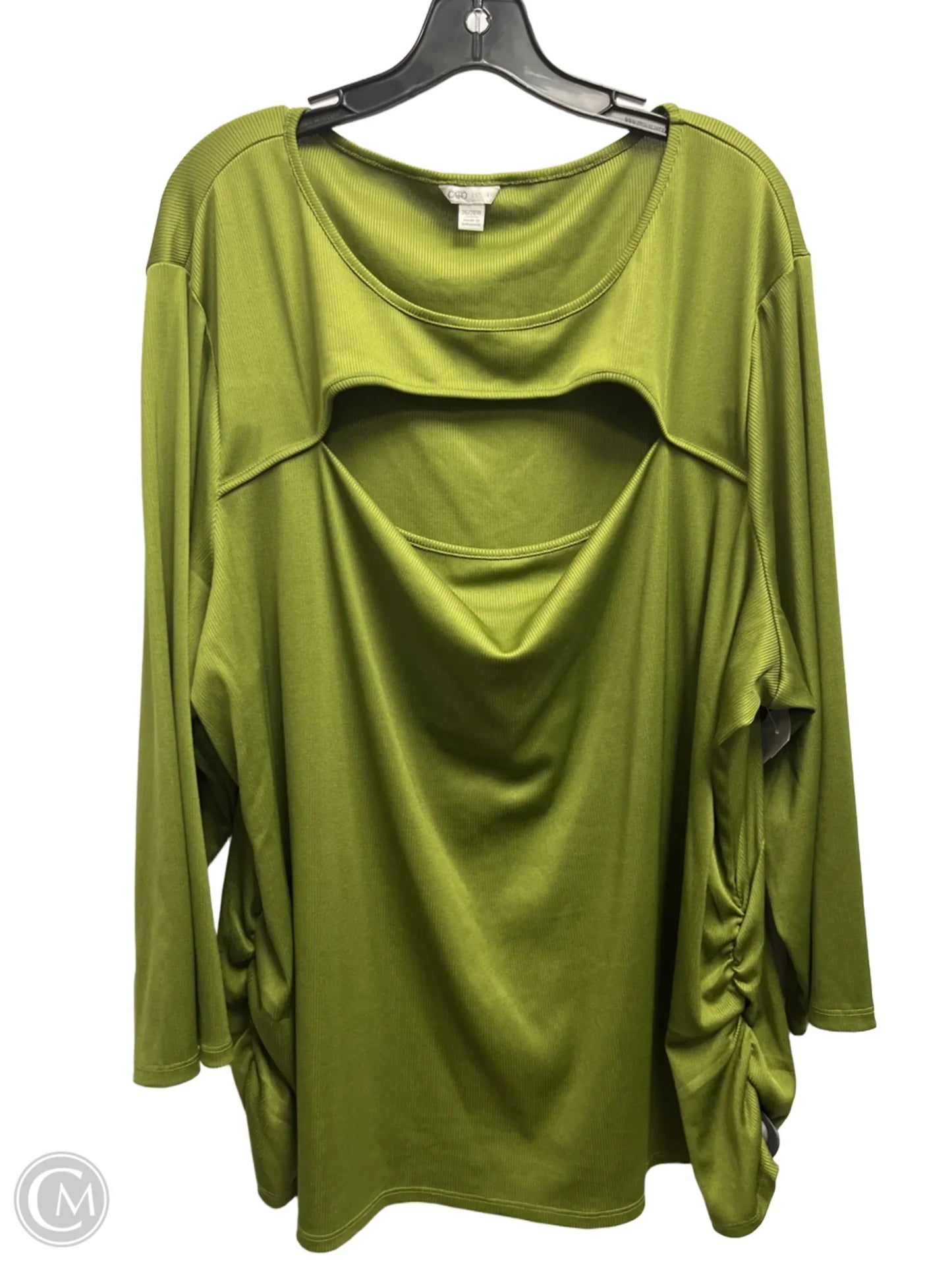 Top Long Sleeve By Cato In Green, Size: 26